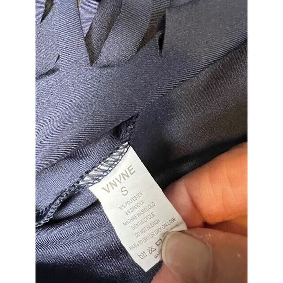 VNVNE Women Casual Ripped Hole Pullover Hoodie Small Dark Blue - Picture 3 of 7